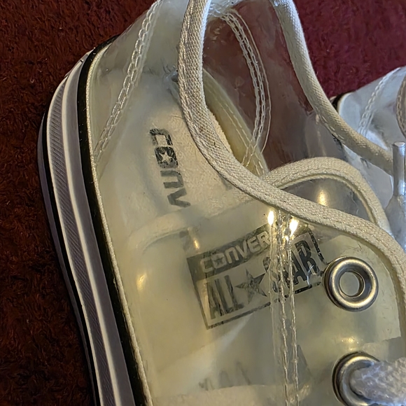 Converse Women 6.5 White Clear Tranzparent All Star Shoes - Picture 7 of 12
